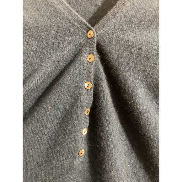 Only Mine Women's Cashmere 2 Ply Sweater Blue Neck Pullover Button Small - Picture 2 of 7